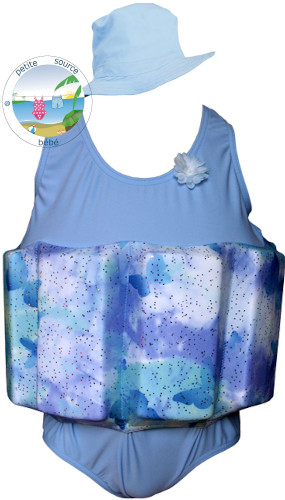 maillot flotteur Petite Source avec flotteurs et son bob anti-UV
